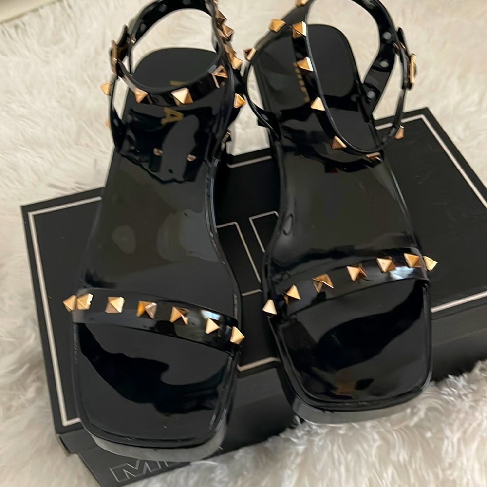 MIA-summer, gel sandals, black with studs! Size 8